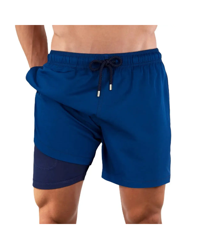 Men’s Premium Compression-Lined Hybrid Shorts – Blue Sapphire