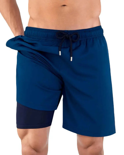Men’s Premium Compression-Lined Hybrid Shorts – Blue Sapphire