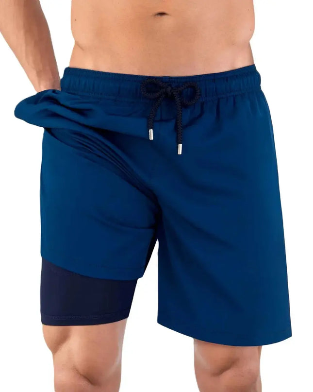 Men’s Premium Compression-Lined Hybrid Shorts – Blue Sapphire