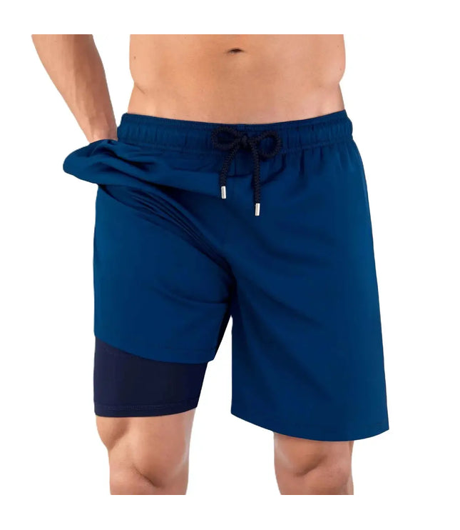 Men’s Premium Compression-Lined Hybrid Shorts – Blue Sapphire