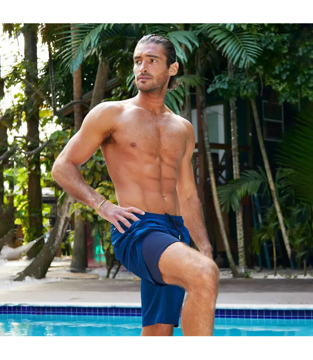 Men’s Premium Compression-Lined Hybrid Shorts – Blue Sapphire