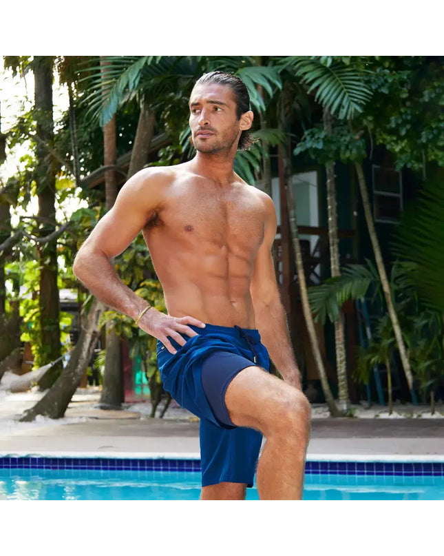 Men’s Premium Compression-Lined Hybrid Shorts – Blue Sapphire