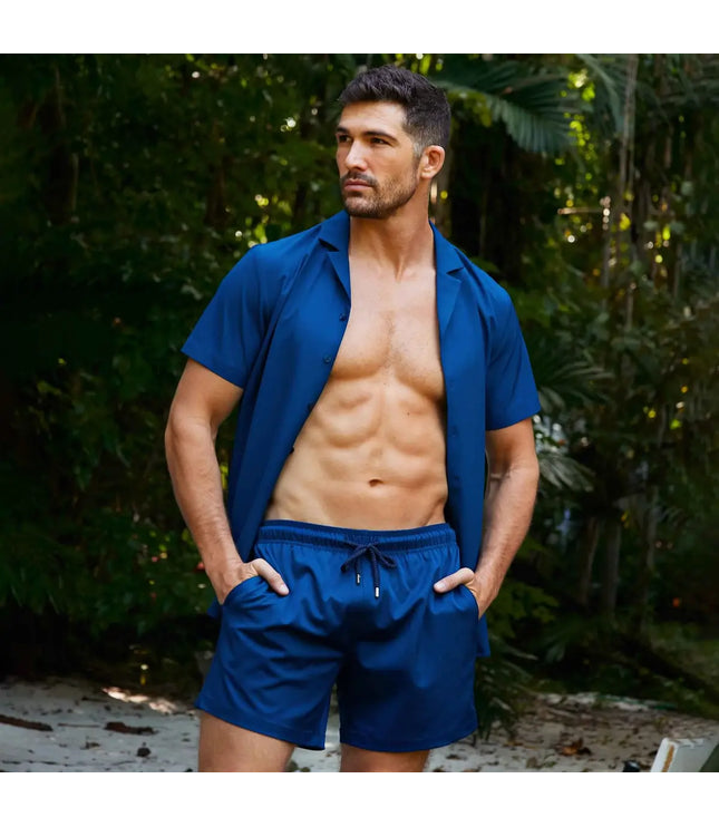 Men’s Premium Compression-Lined Hybrid Shorts – Blue Sapphire