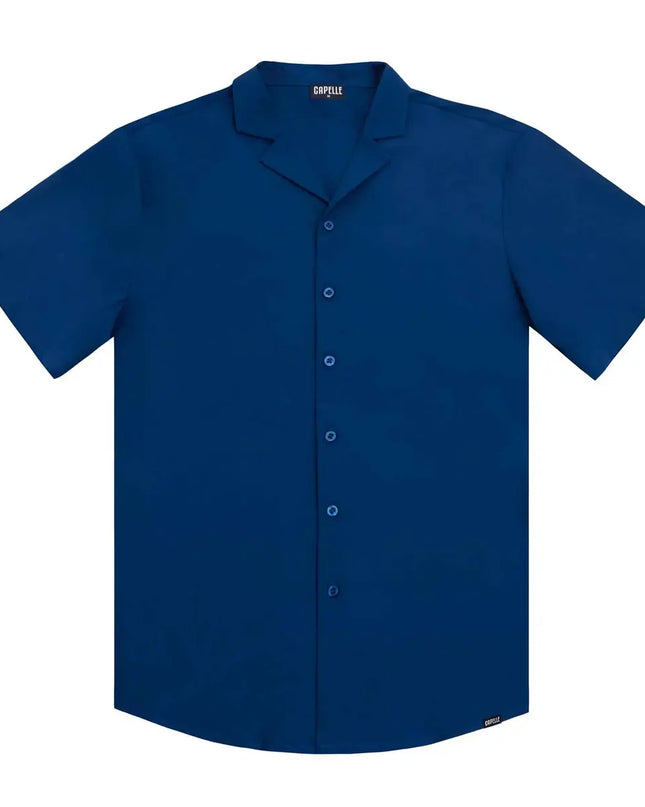 Men’s Short Sleeve Tailored Fit Button-Down Shirt – Blue Sapphire