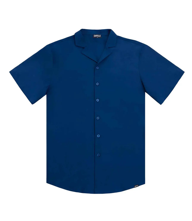 Men’s Short Sleeve Tailored Fit Button-Down Shirt – Blue Sapphire