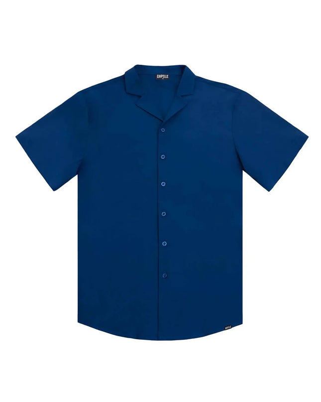 Men’s Short Sleeve Tailored Fit Button-Down Shirt – Blue Sapphire