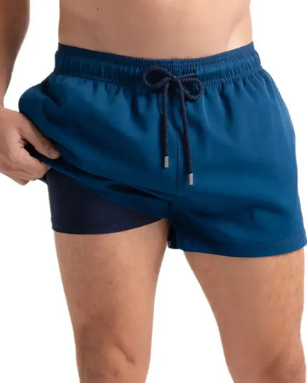 Men’s Premium Compression-Lined Hybrid Shorts – Blue Sapphire