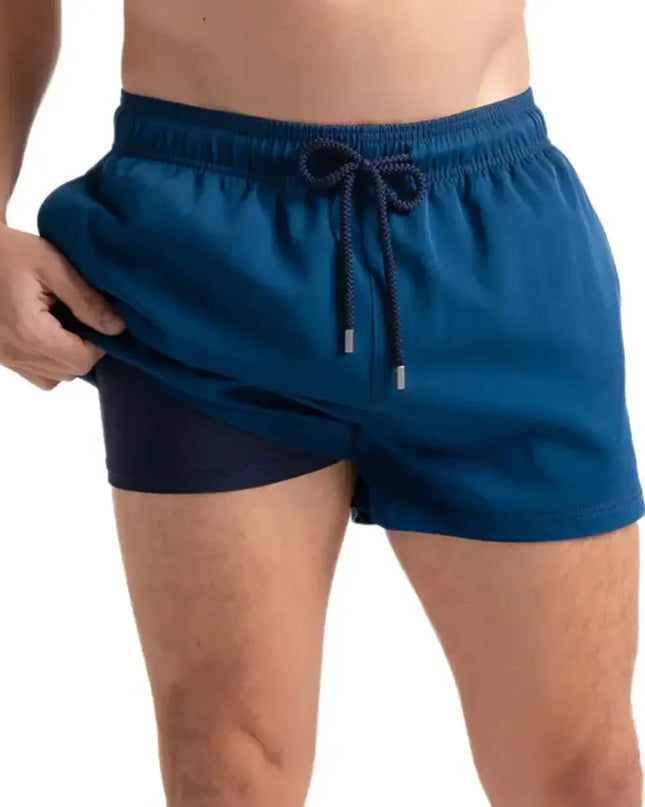 Men’s Premium Compression-Lined Hybrid Shorts – Blue Sapphire