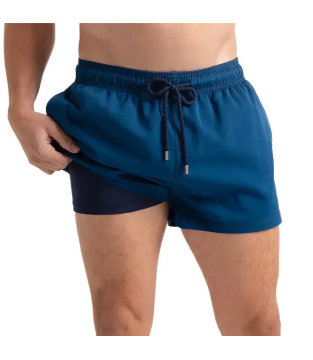 Men’s Premium Compression-Lined Hybrid Shorts – Blue Sapphire