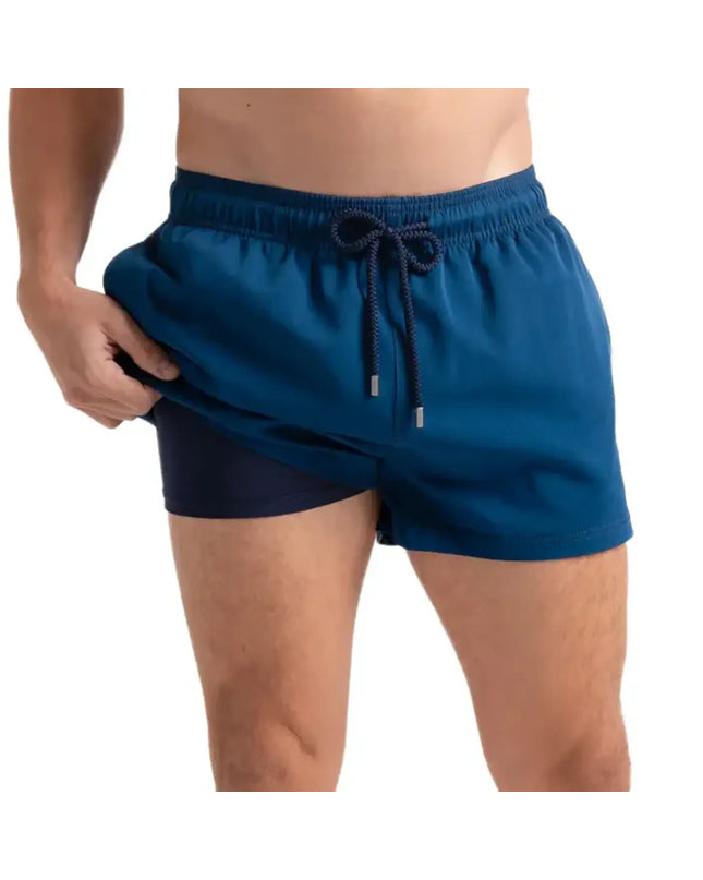 Men’s Premium Compression-Lined Hybrid Shorts – Blue Sapphire