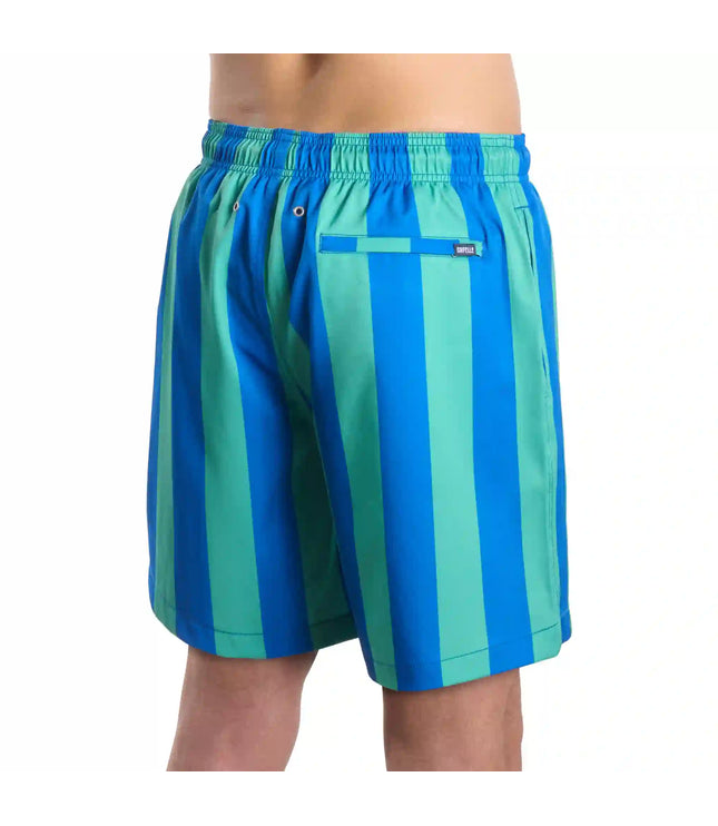 Men’s Premium Compression-Lined Hybrid Shorts – Coastal Cabana - Ocean and Palm