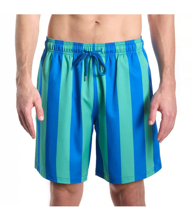Men’s Premium Compression-Lined Hybrid Shorts – Coastal Cabana - Ocean and Palm