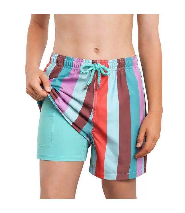 Boys Hybrid Swim & Play Shorts – Coastal Cabana - Zest