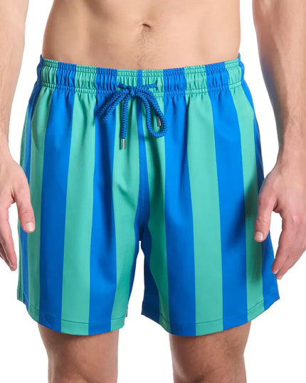 Men’s Premium Compression-Lined Hybrid Shorts – Coastal Cabana - Ocean and Palm