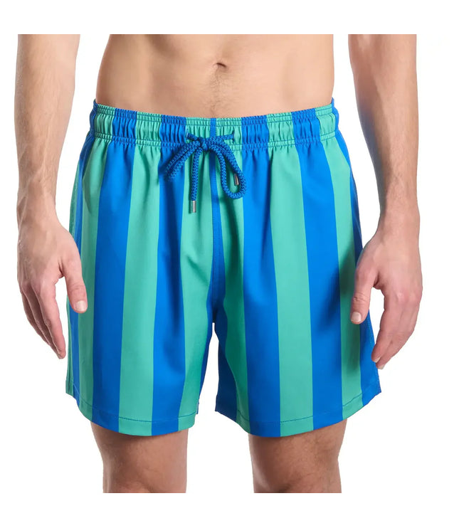 Men’s Premium Compression-Lined Hybrid Shorts – Coastal Cabana - Ocean and Palm