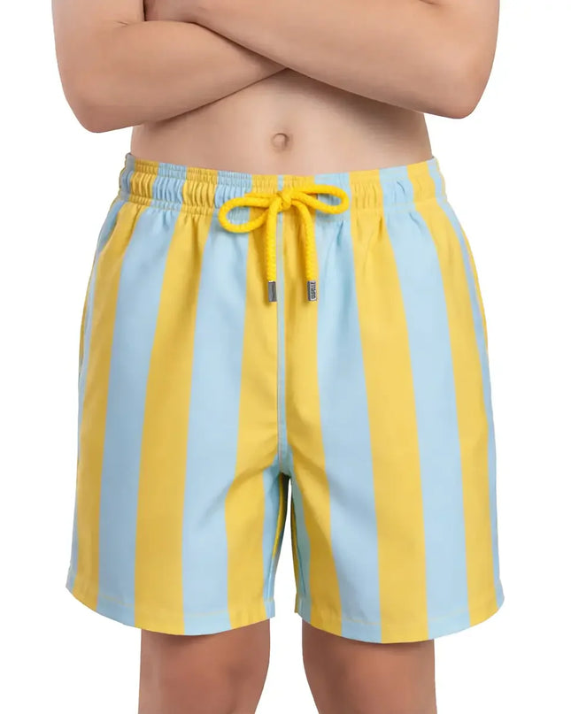 Boys Hybrid Swim & Play Shorts – Coastal Cabana - Sun and Sky