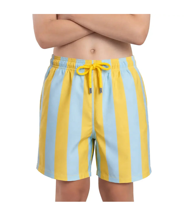Boys Hybrid Swim & Play Shorts – Coastal Cabana - Sun and Sky