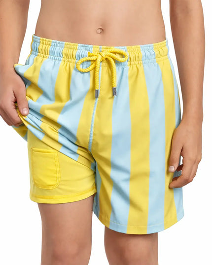 Boys Hybrid Swim & Play Shorts – Coastal Cabana - Sun and Sky
