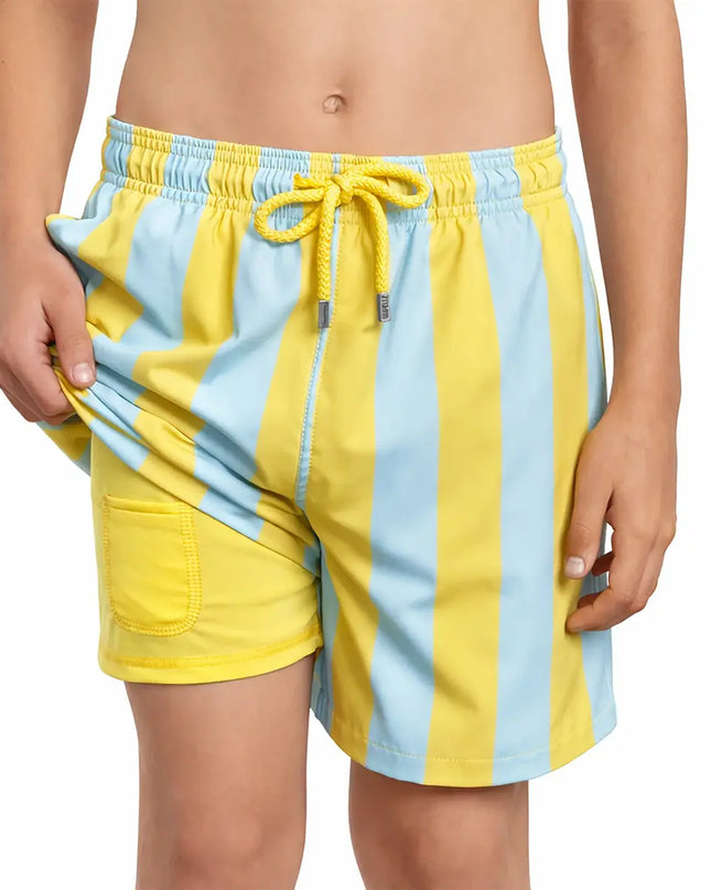Boys Hybrid Swim & Play Shorts – Coastal Cabana - Sun and Sky