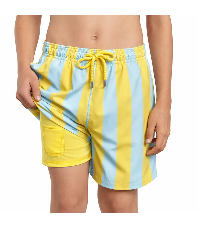 Boys Hybrid Swim & Play Shorts – Coastal Cabana - Sun and Sky