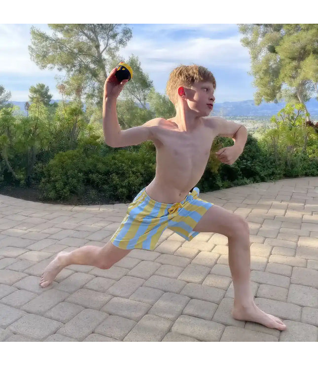 Boys Hybrid Swim & Play Shorts – Coastal Cabana - Sun and Sky