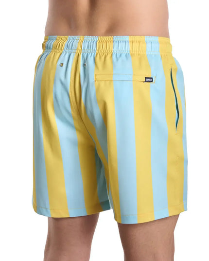Men’s Premium Compression-Lined Hybrid Shorts – Coastal Cabana - Sun and Sky