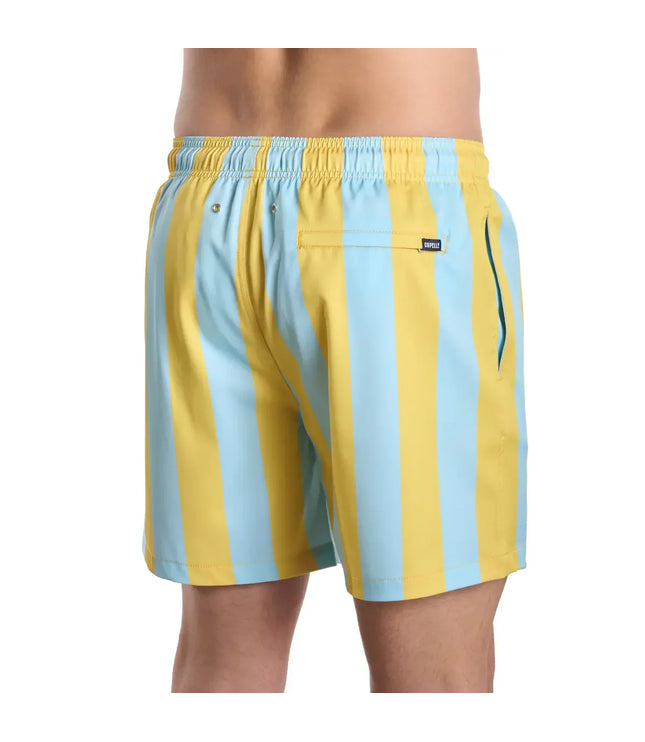 Men’s Premium Compression-Lined Hybrid Shorts – Coastal Cabana - Sun and Sky