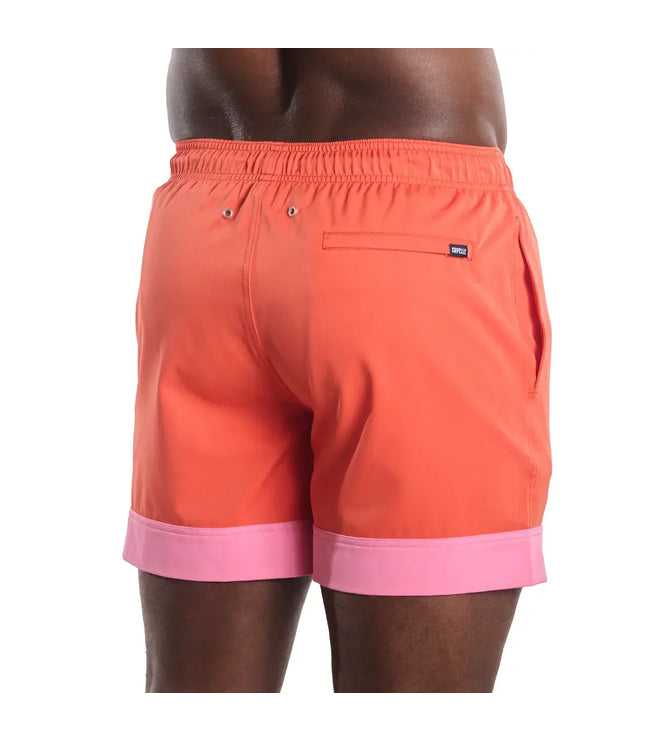Men’s Premium Compression-Lined Hybrid Shorts – Coral Flame