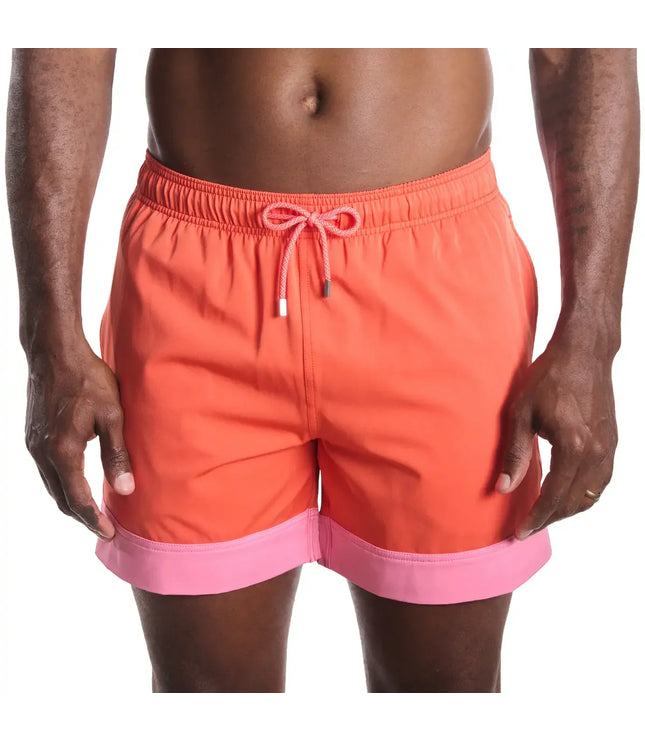 Men’s Premium Compression-Lined Hybrid Shorts – Coral Flame