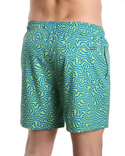 Men’s Premium Compression-Lined Hybrid Shorts – Deco Maze-Key Lime
