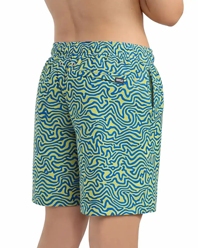 Boys Hybrid Swim & Play Shorts – Deco Maze - Key Lime