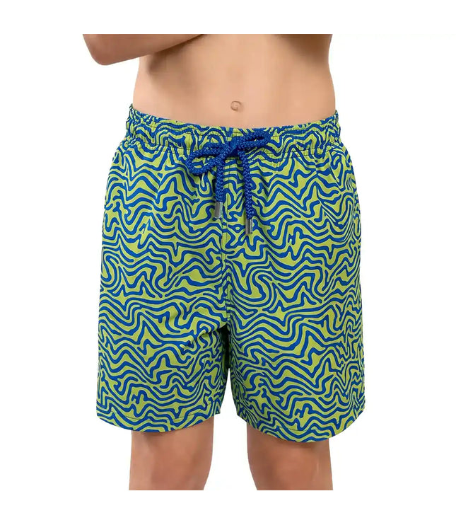 Boys Hybrid Swim & Play Shorts – Deco Maze - Key Lime