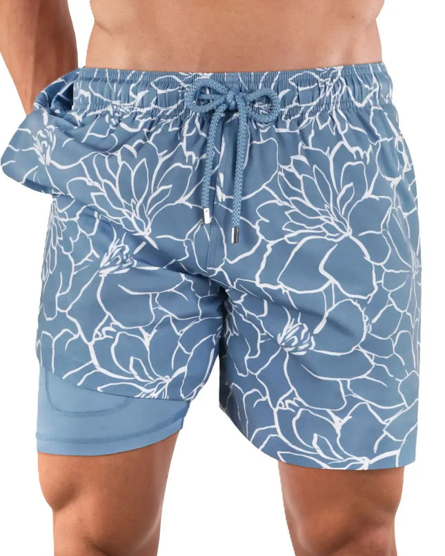 Men’s Premium Compression-Lined Hybrid Shorts – Early Bloom