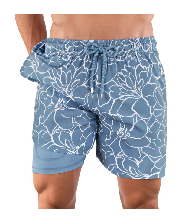 Men’s Premium Compression-Lined Hybrid Shorts – Early Bloom
