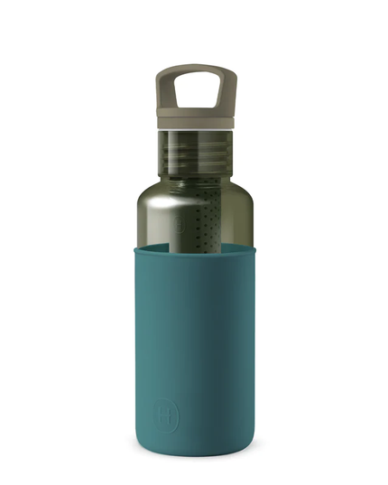 Clear Reusable Water Bottles With Infuser - Forest Green 20 oz