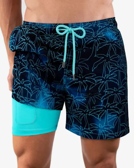 Men’s Premium Compression-Lined Hybrid Shorts – Foggy Palms