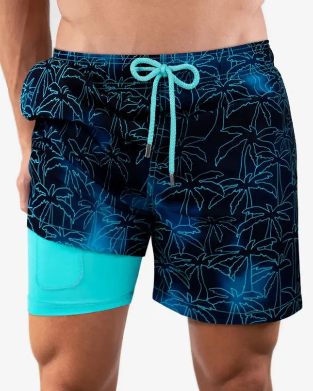 Men’s Premium Compression-Lined Hybrid Shorts – Foggy Palms