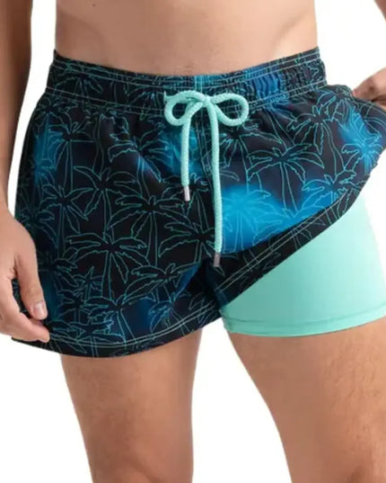 Men’s Premium Compression-Lined Hybrid Shorts – Foggy Palms