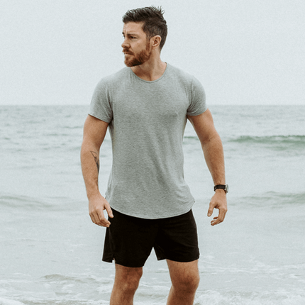 Bamboo Swift Curve-Hem T-Shirt - Heather Grey