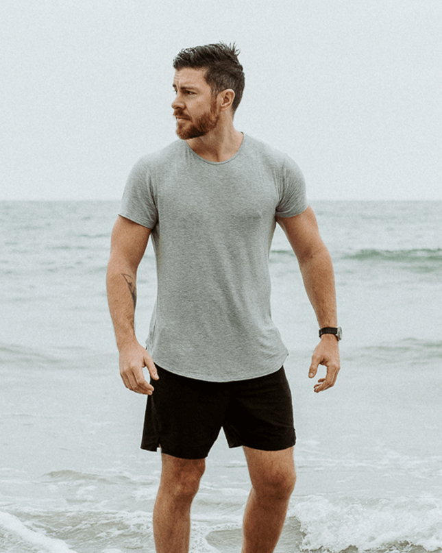 Bamboo Swift Curve-Hem T-Shirt - Heather Grey