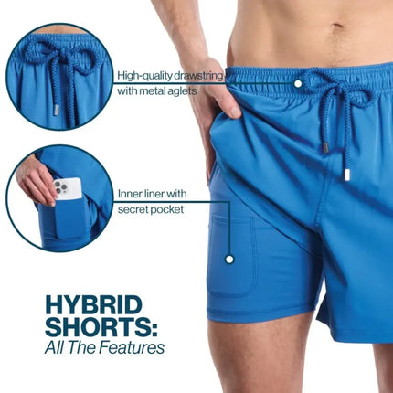 Men’s Premium Compression-Lined Hybrid Shorts – Marina Pinstripe - Blaze and Tide