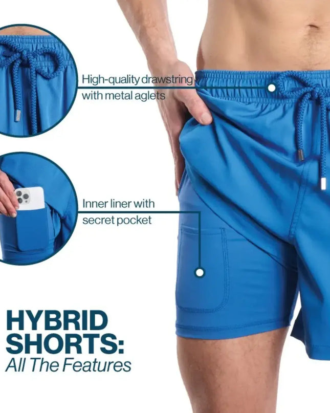 Men’s Premium Compression-Lined Hybrid Shorts – Sunset Spritz-Surf and Storm