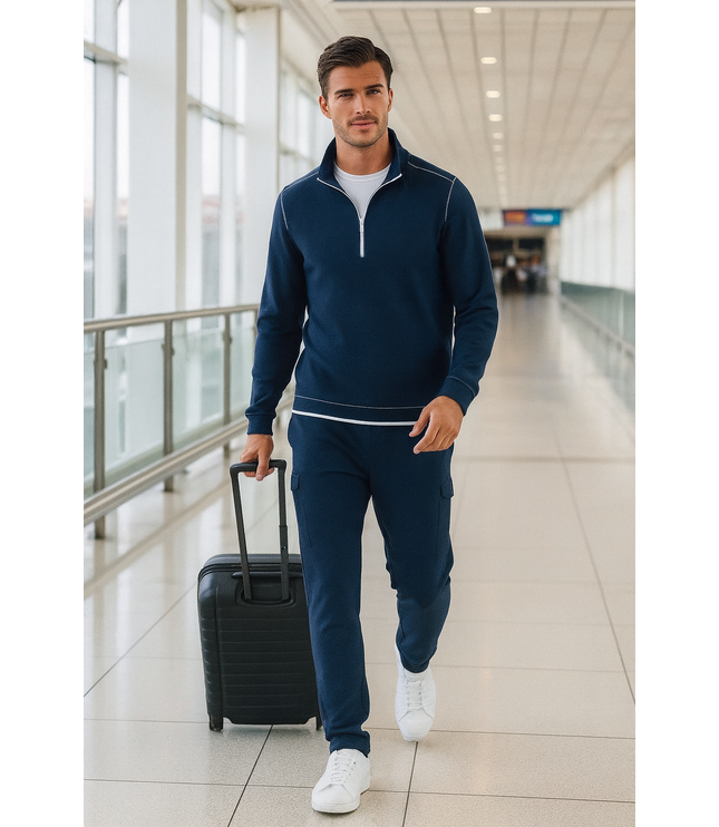 Buki Cinqo Travel Half Zip 2-Pack - Navy/White