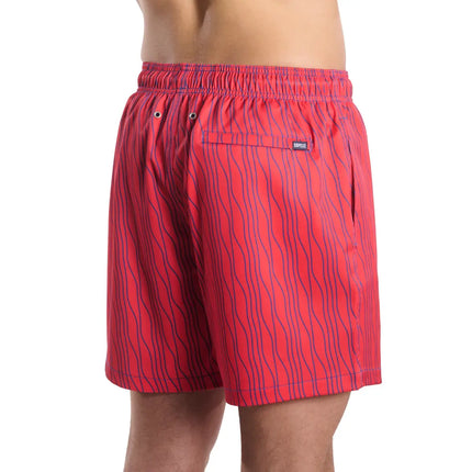 Men’s Premium Compression-Lined Hybrid Shorts – Linear Drift-Blaze and Harbor