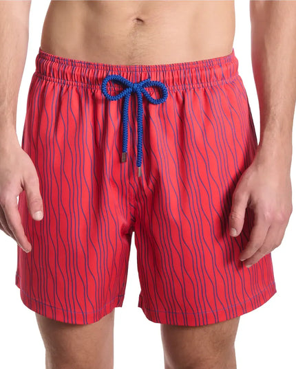 Men’s Premium Compression-Lined Hybrid Shorts – Linear Drift-Blaze and Harbor