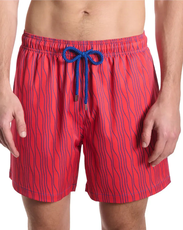 Men’s Premium Compression-Lined Hybrid Shorts – Linear Drift-Blaze and Harbor