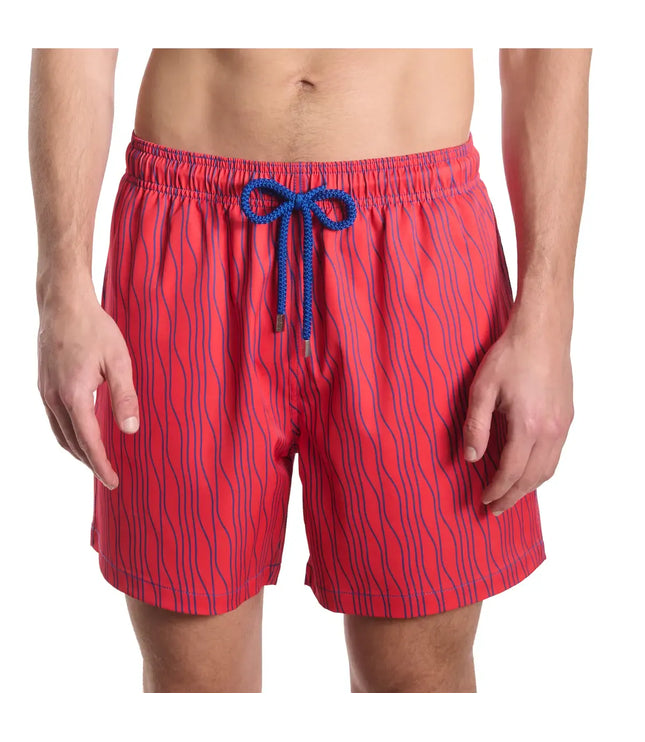 Men’s Premium Compression-Lined Hybrid Shorts – Linear Drift-Blaze and Harbor