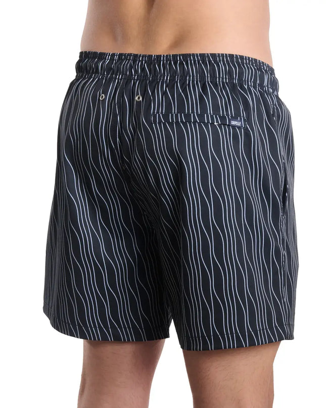 Men’s Premium Compression-Lined Hybrid Shorts – Linear Drift-Storm and Fog