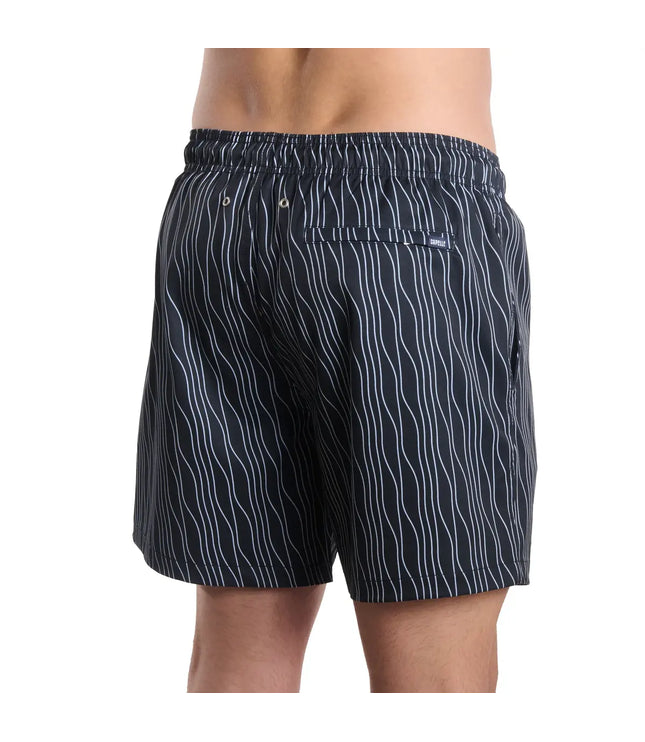 Men’s Premium Compression-Lined Hybrid Shorts – Linear Drift-Storm and Fog