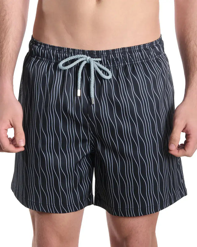 Men’s Premium Compression-Lined Hybrid Shorts – Linear Drift-Storm and Fog